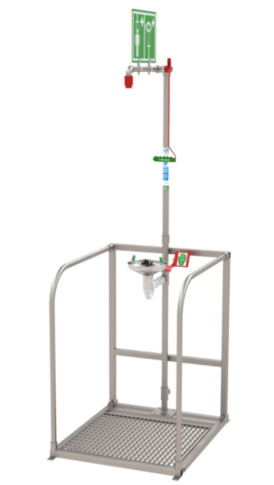 unheated emergency safety shower with eyebath