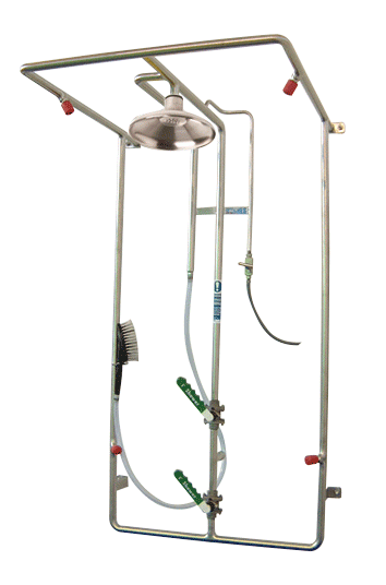 decontaminatiedouche voor het reinigen van persoonlijke beschermingsmiddelen