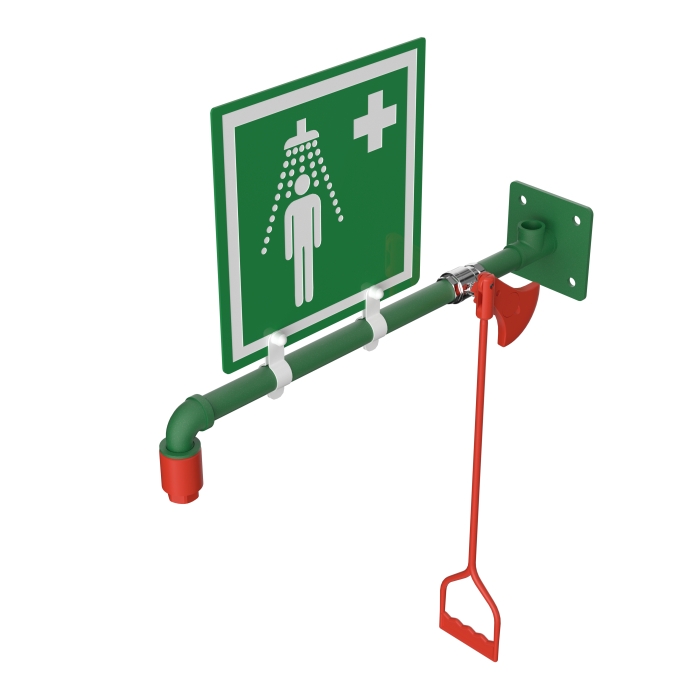 Nooddouche muurbevestiging 