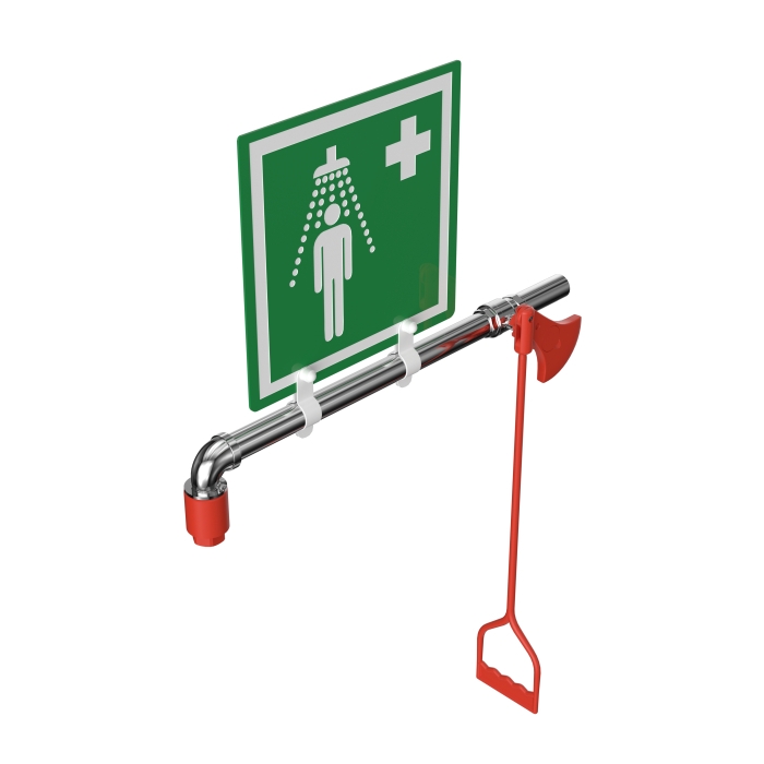 Nooddouche muurbevestiging 