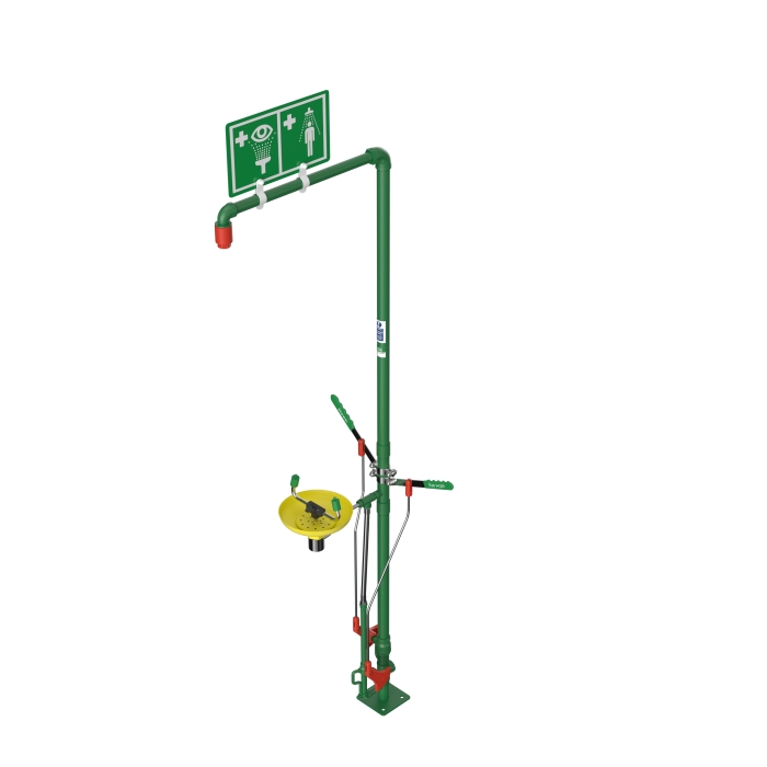 selfdraining emergency shower with eyebath